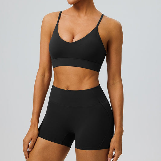 black 2 piece gym set women