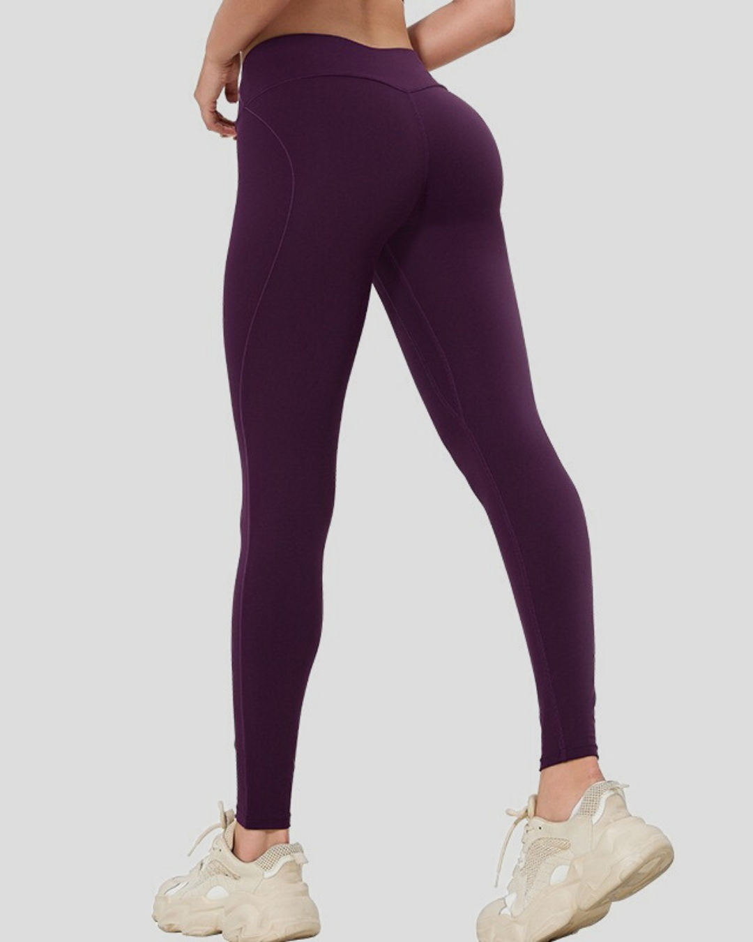 4-way stretch athletic leggings purple color