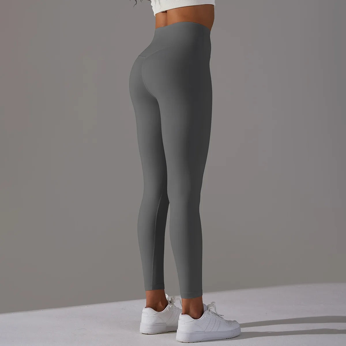 Minimalist Style High-rise Leggings - Dark Grey