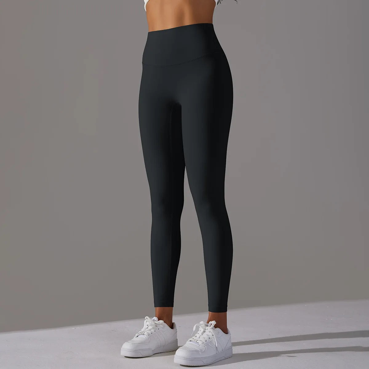 Minimalist Style High-rise Leggings - Dark Grey
