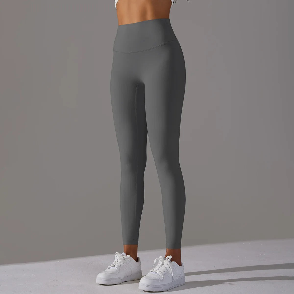 Minimalist Style High-rise Leggings - Dark Grey