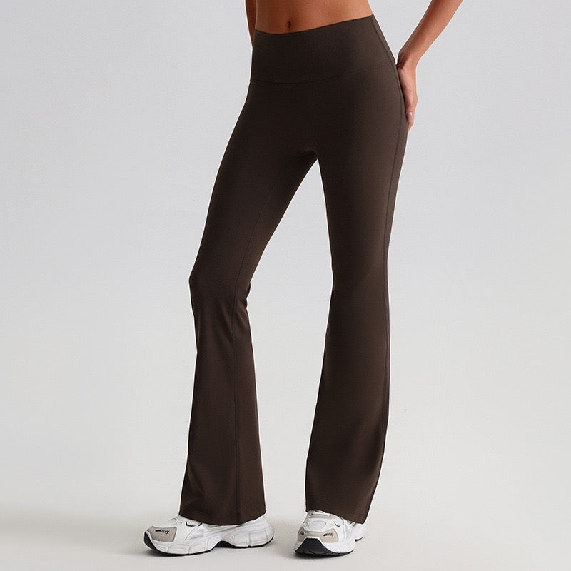 Athleisure flare pants chocolate colour