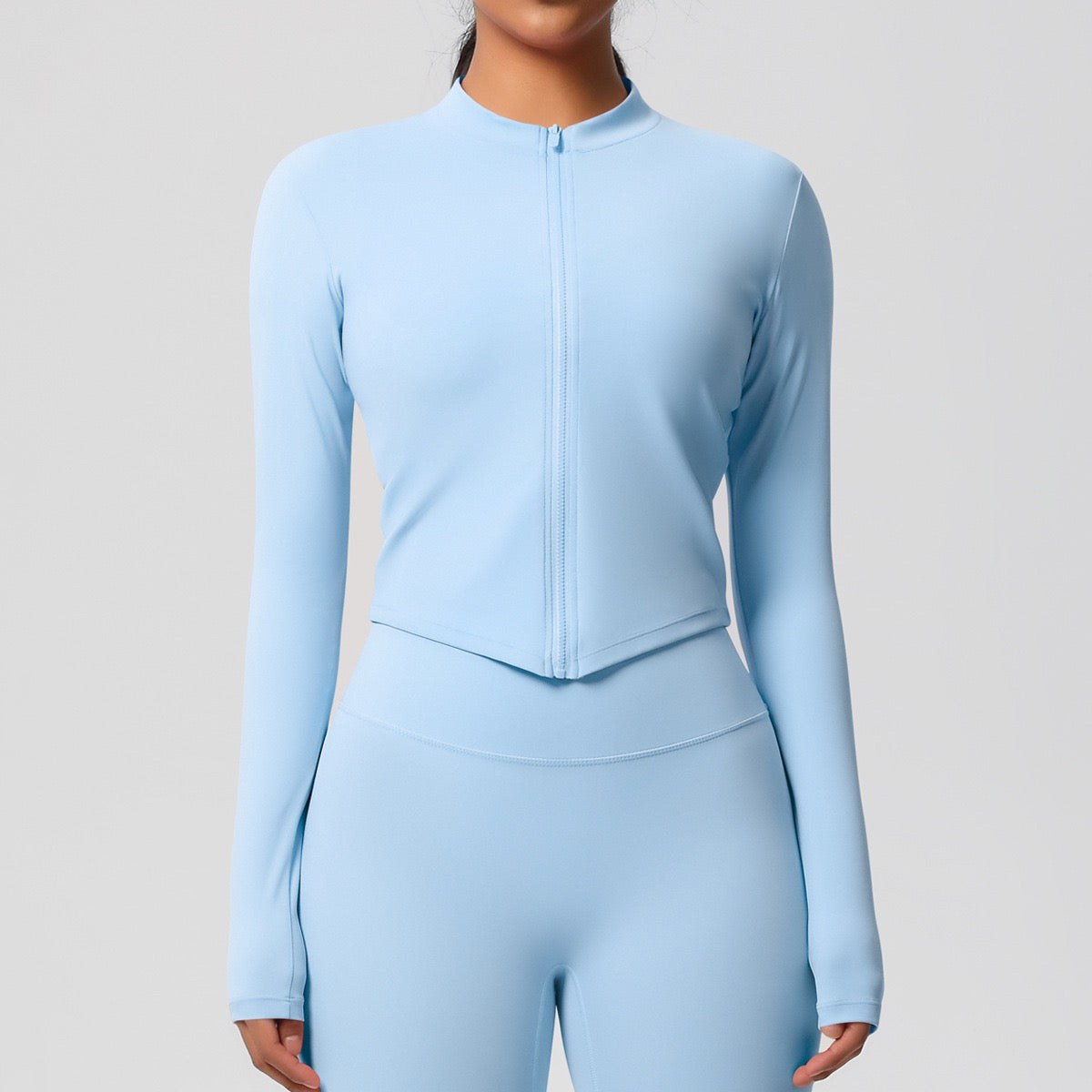Athletic zip front top