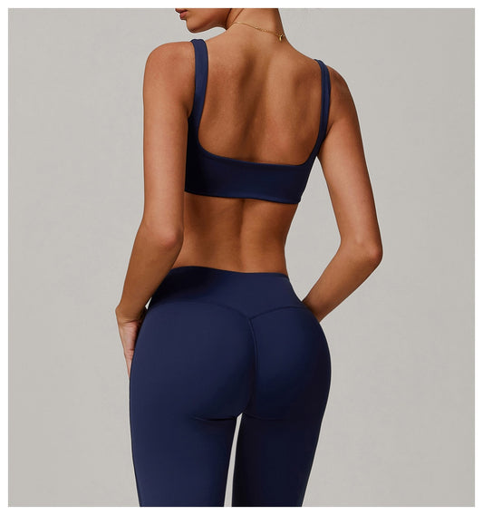 Seamless Square-Neck Sports Bra - Navy