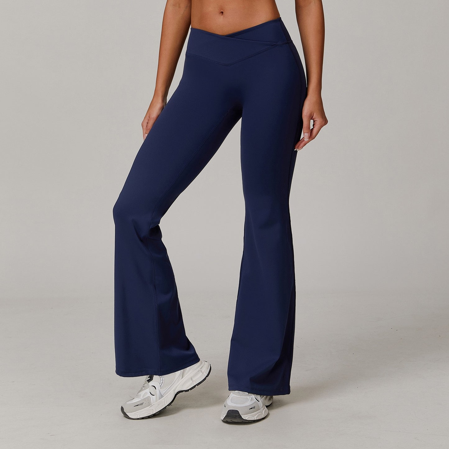 Crossover High-Waist Flare Leggings - Navy