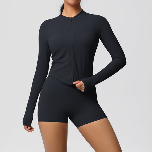 Compression-style athletic top with long sleeves