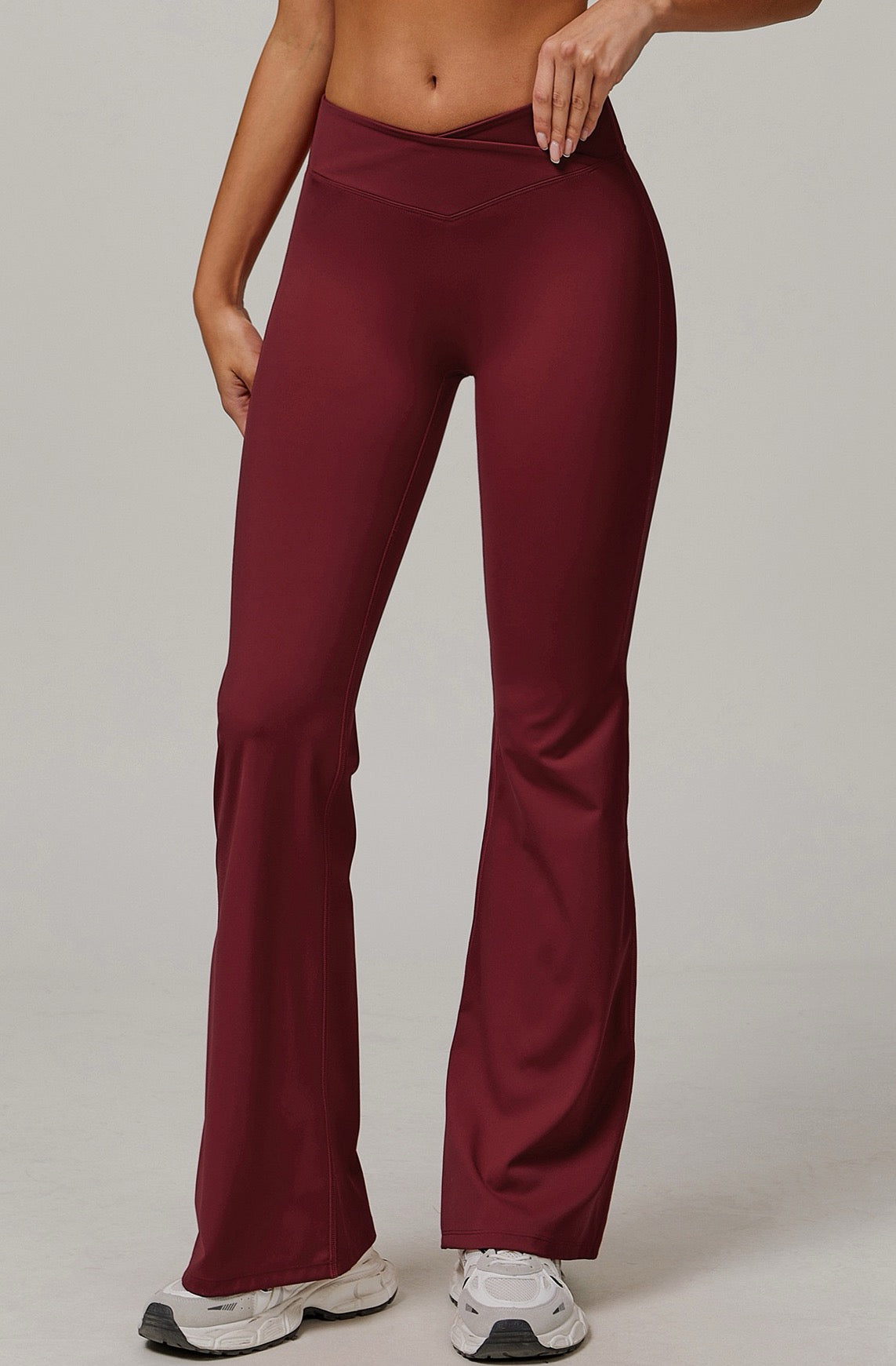 Crossover High-Waist Flare Leggings - Navy