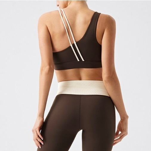 Color Block U-Neck Sports Bra - Navy Blue