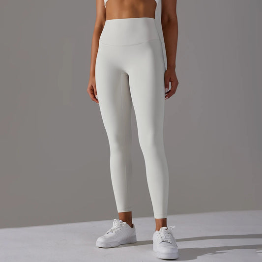 High Waist Ankle Length Yoga Leggings - White
