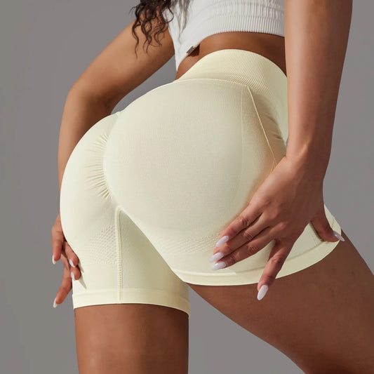 Seamless Ribbed-Waist Gym Shorts