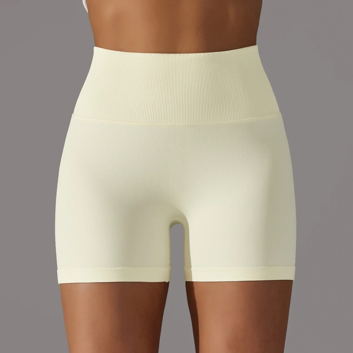 Seamless Ribbed-Waist Gym Shorts