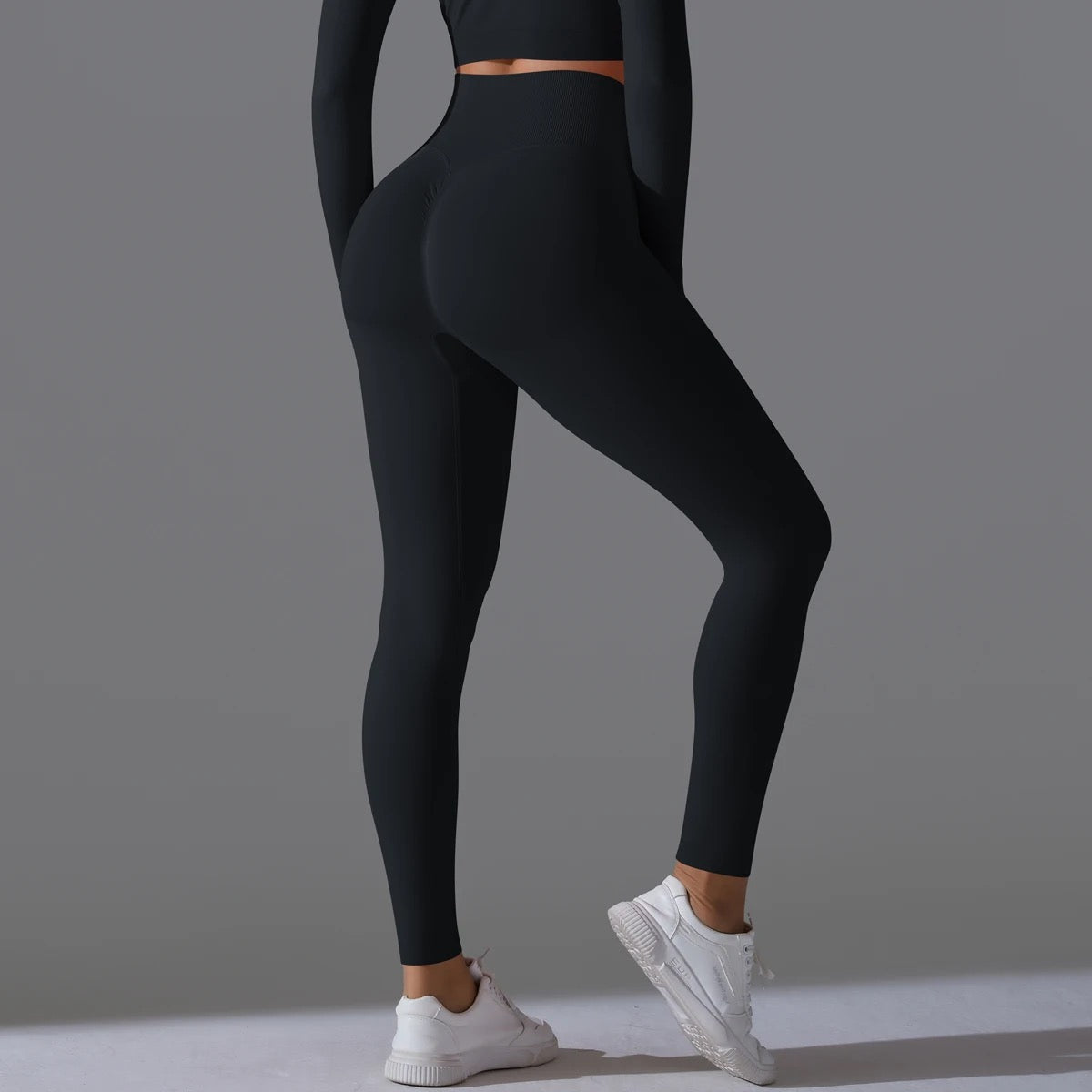 Ribbed High Waist Scrunch Leggings - Olive Color
