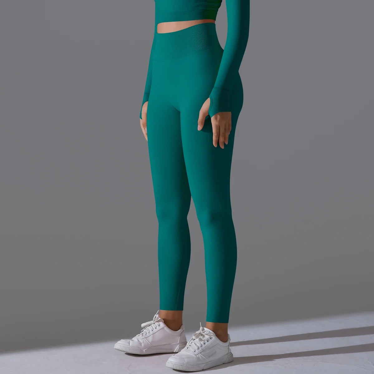 Ribbed High Waist Scrunch Leggings - Olive Color