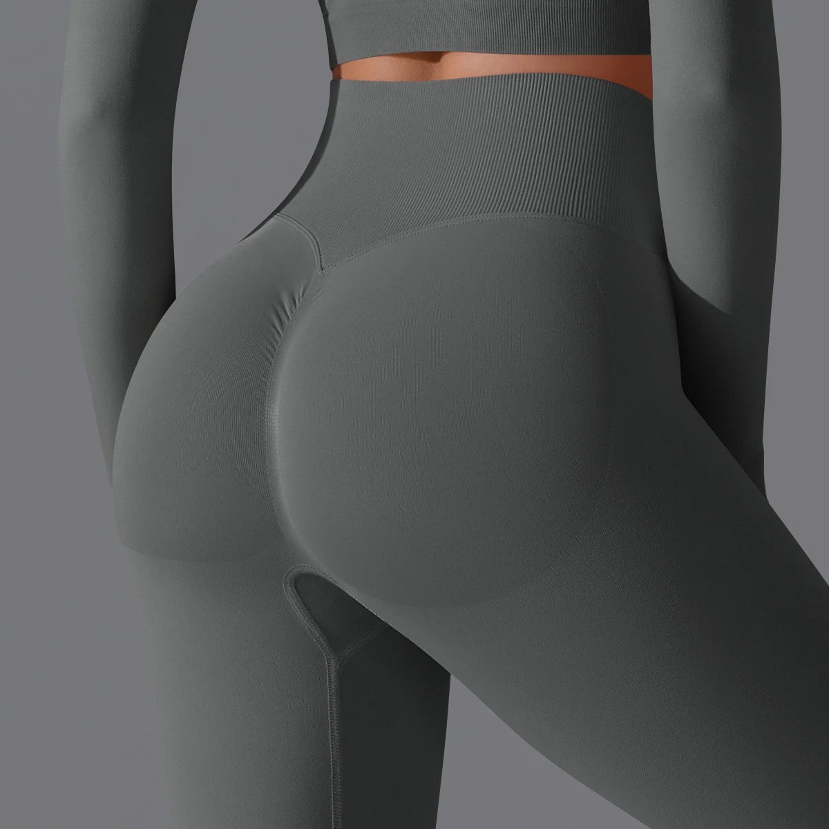 Ribbed High Waist Scrunch Leggings - Olive Color