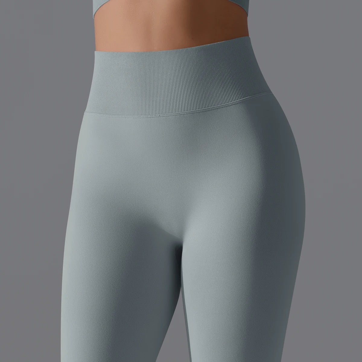 Ribbed High Waist Scrunch Leggings - Olive Color
