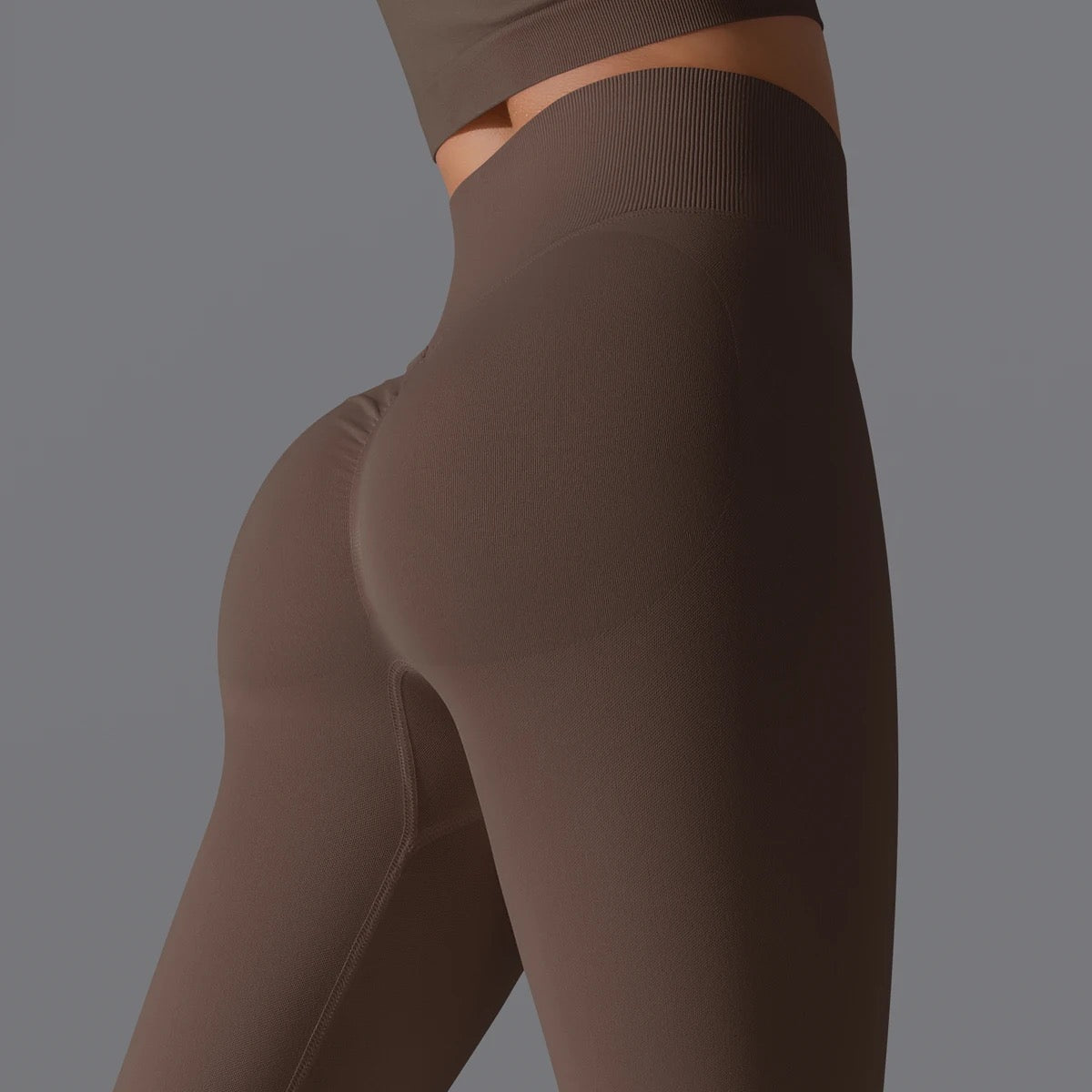 Ribbed High Waist Scrunch Leggings - Olive Color