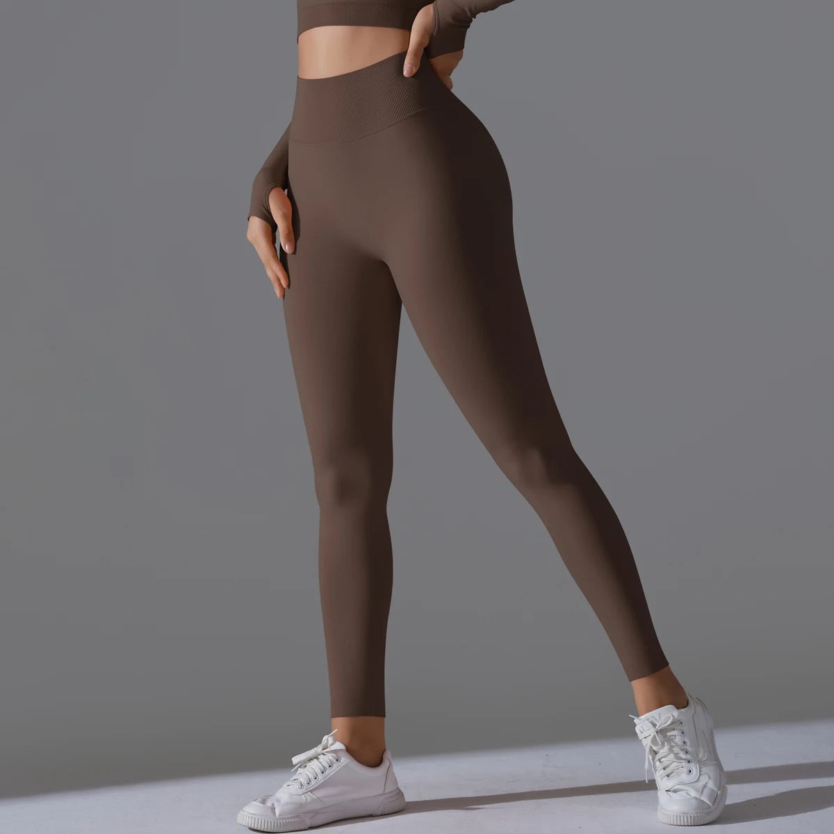 Ribbed High Waist Scrunch Leggings - Olive Color