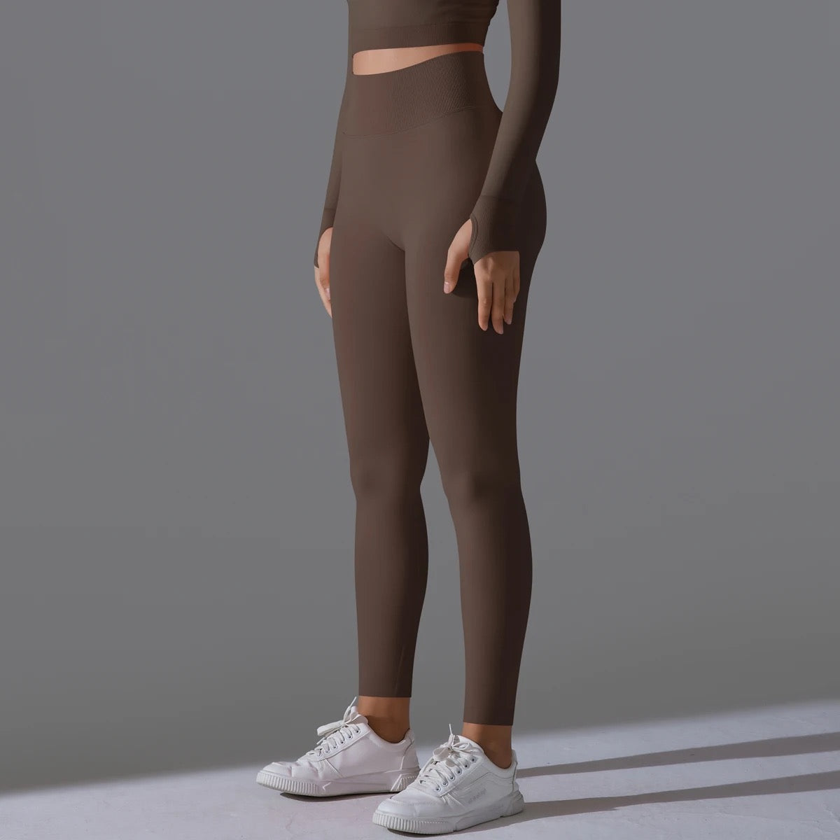 Ribbed High Waist Scrunch Leggings - Olive Color