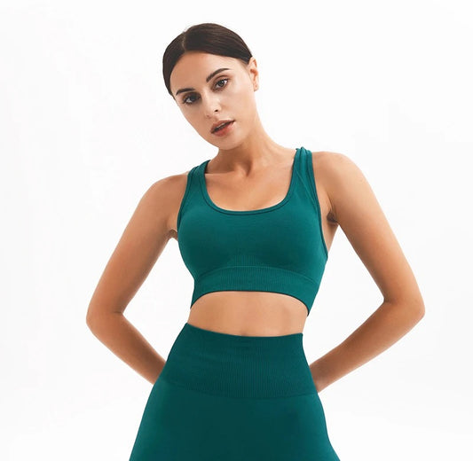 Seamless Racerback Sports Bra – Green Color