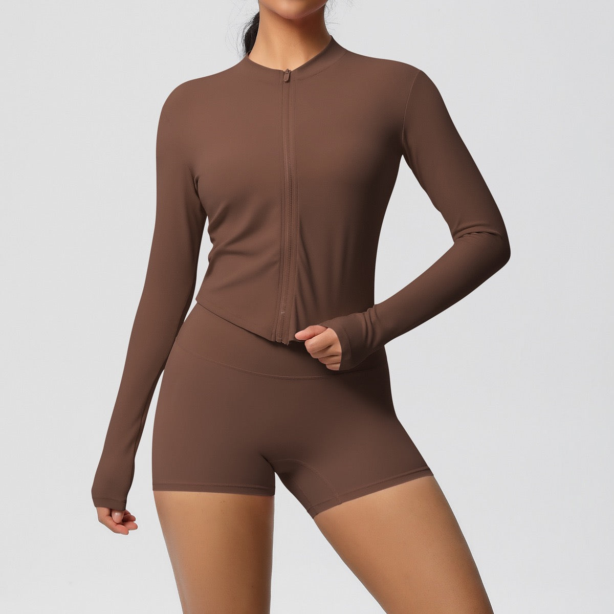Lightweight zip-up yoga top for women