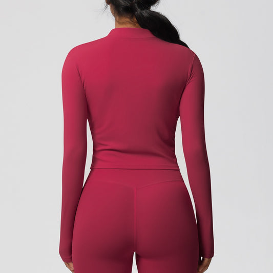 Moisture-wicking long sleeve workout top