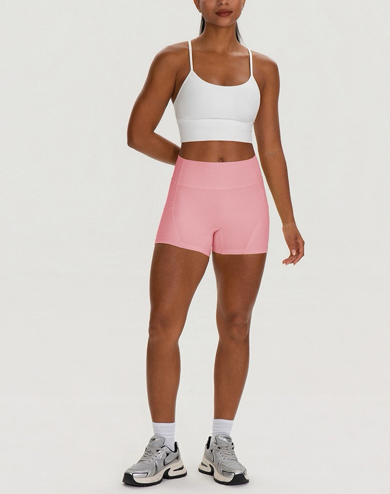 pink 3 inch yoga shorts women