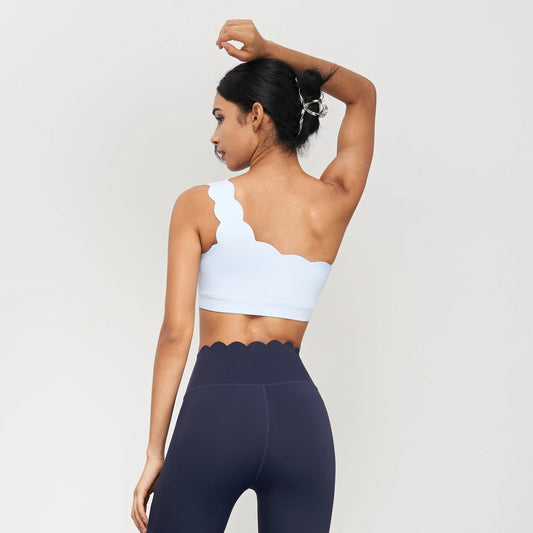 Scalloped One-Shoulder Sports Bra
