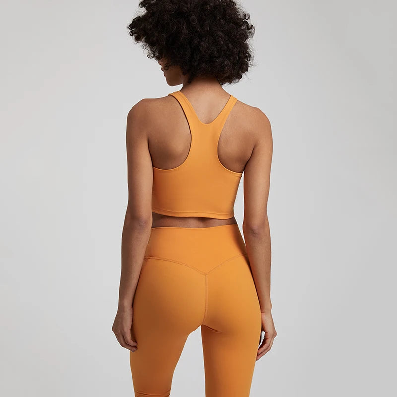 Women's High-Neck Racerback Crop Top Sports Bra