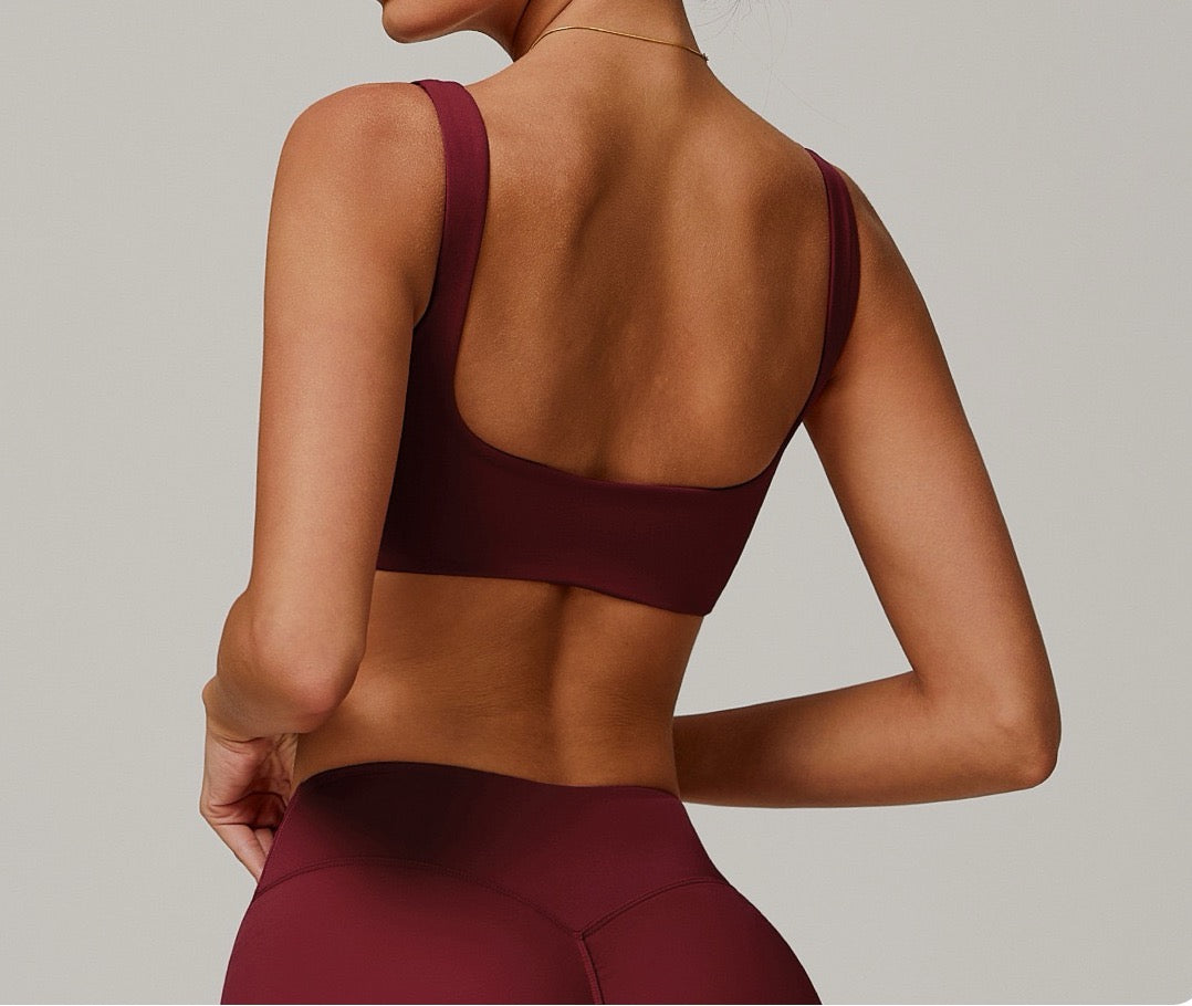 Seamless Square-Neck Sports Bra - Navy