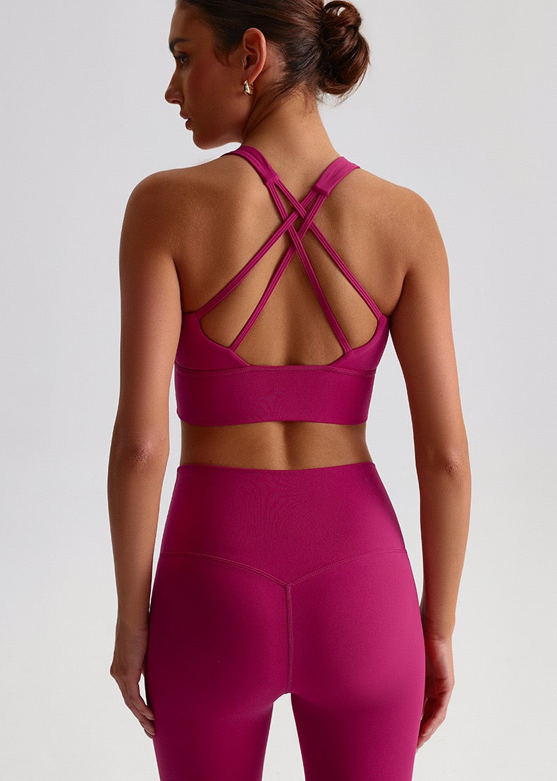 Strappy back sports bra for Pilates