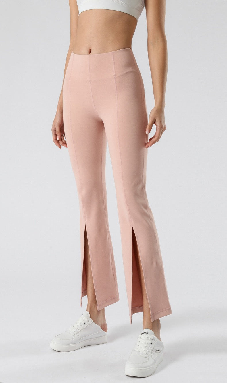 Stylish flare leggings with front slit