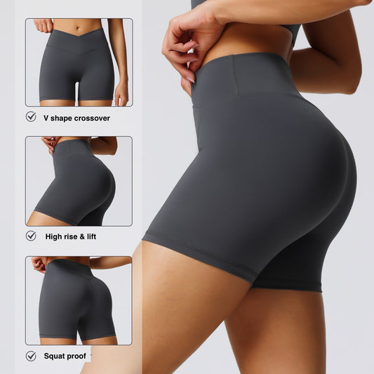 Womens high-waist active shorts grey colour