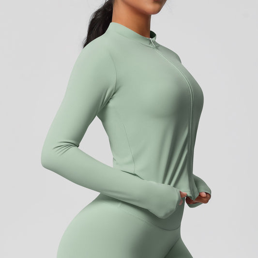 Zip-up fitness top for women