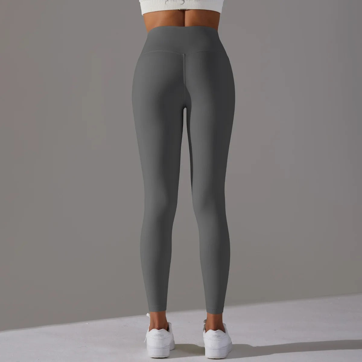 Minimalist Style High-rise Leggings - Dark Grey