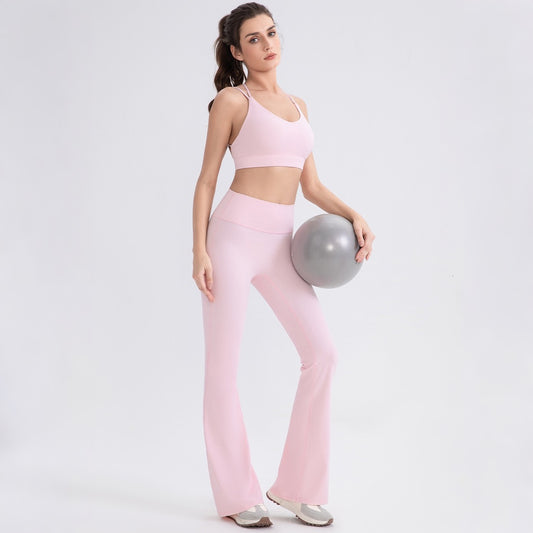 pink athleisure flare pants