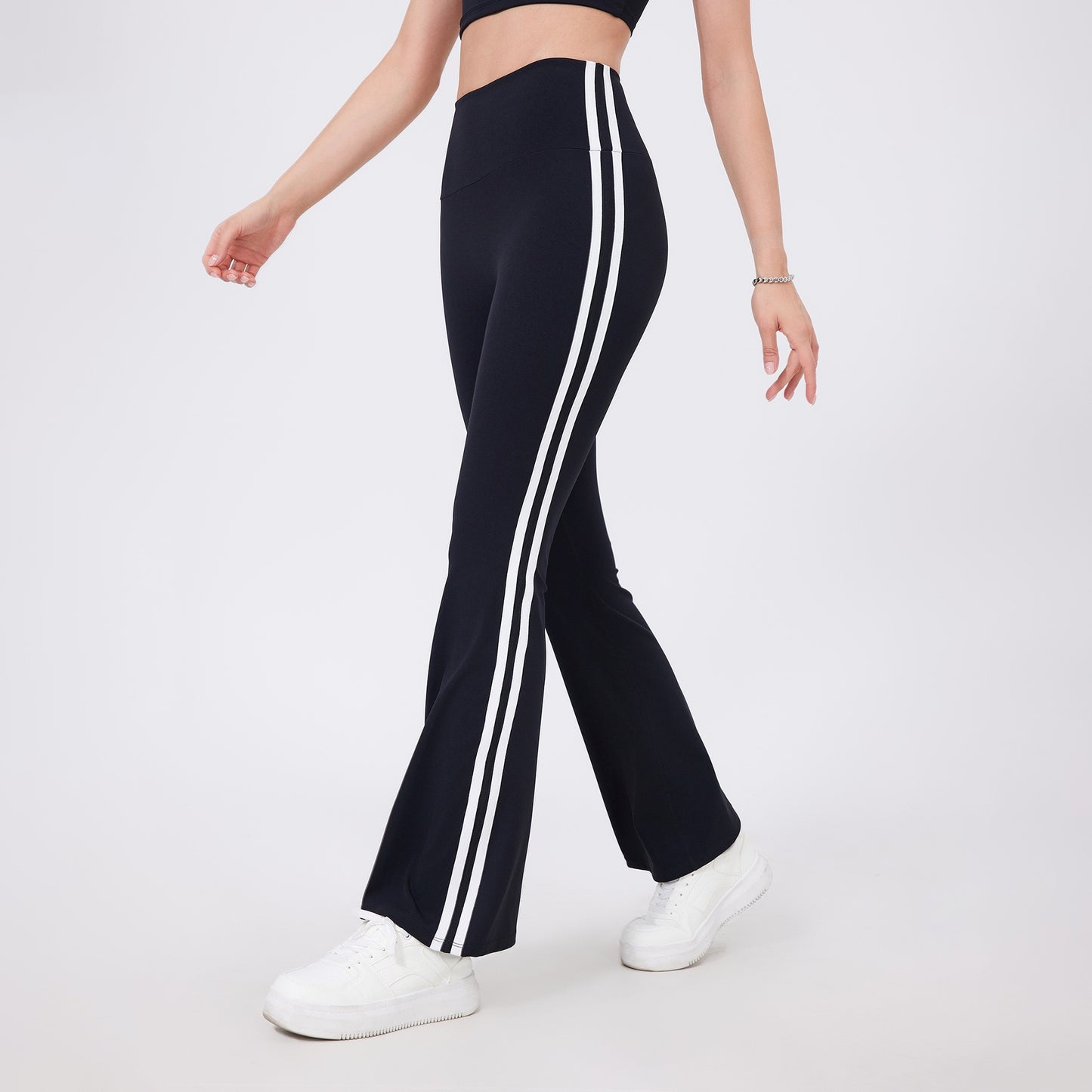 athletic leggings with side stripes