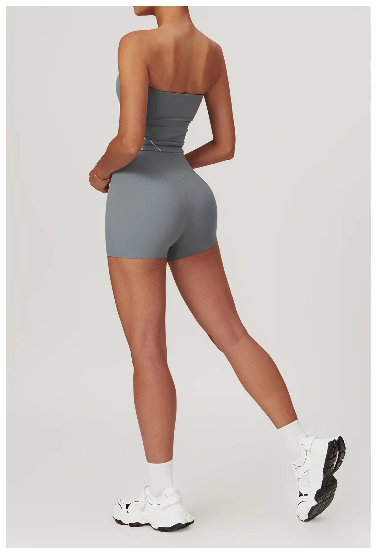 Sporty Chic 2-Piece Set: Tube Top & High-Rise Shorts - Pink