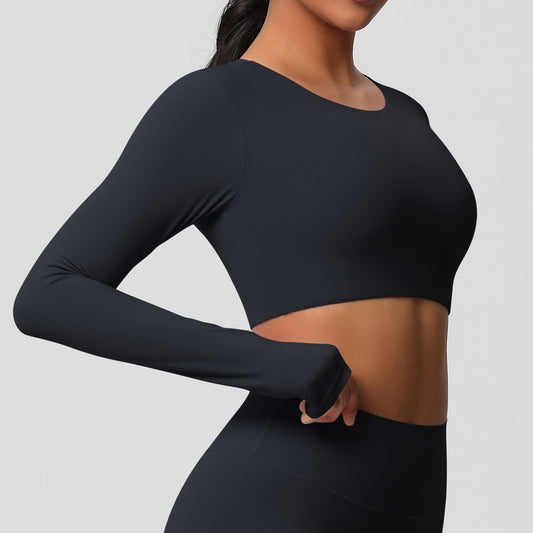 black crop top long sleeve