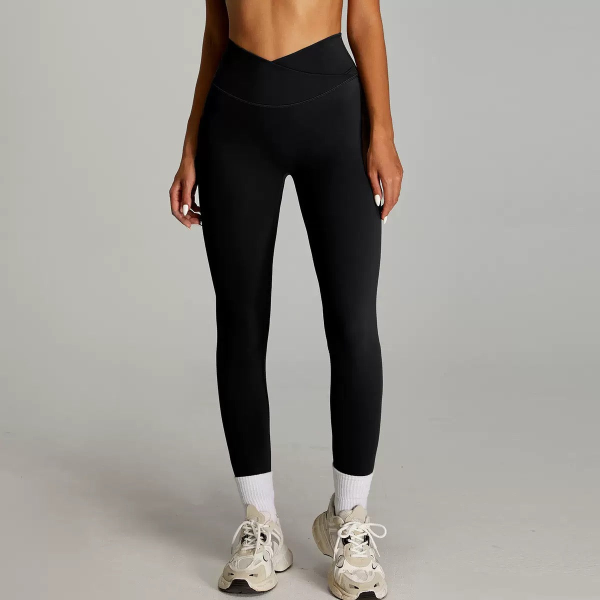 black crossover leggings