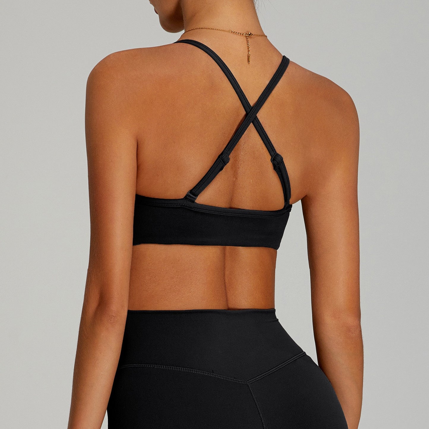black training bra with adjustable straps