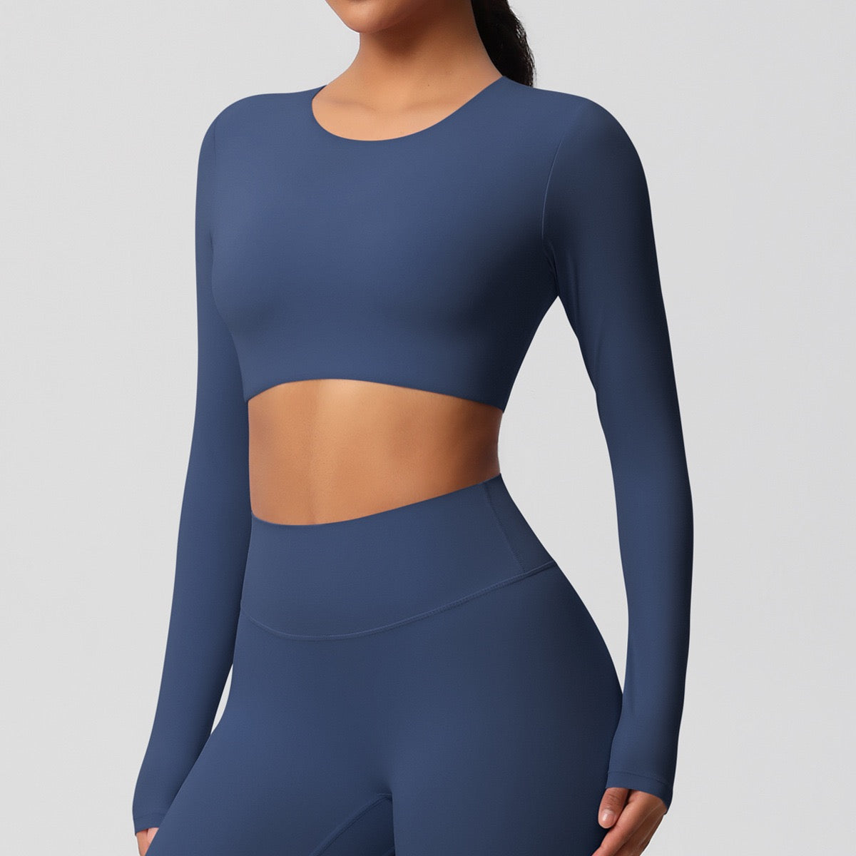 blue workout crop top