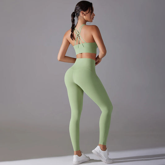 Women's Seamless 2-Piece Workout Set - Light Green