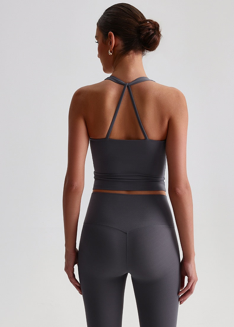 breathable triangle back sports bra tank
