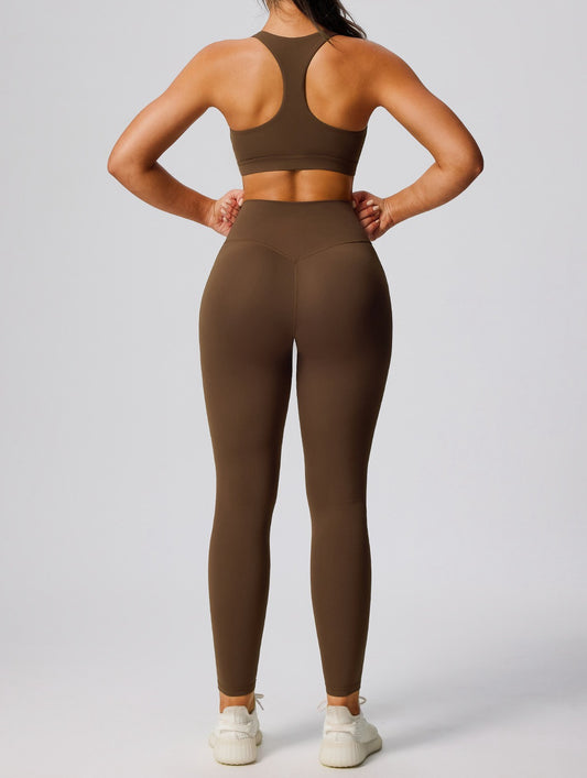 breathable workout top brown