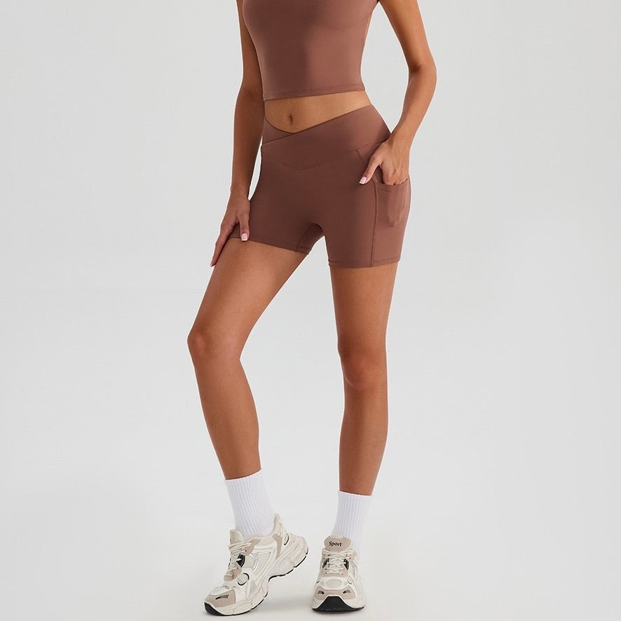 brown athletic shorts women