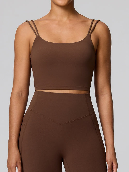 brown crop top for yoga women