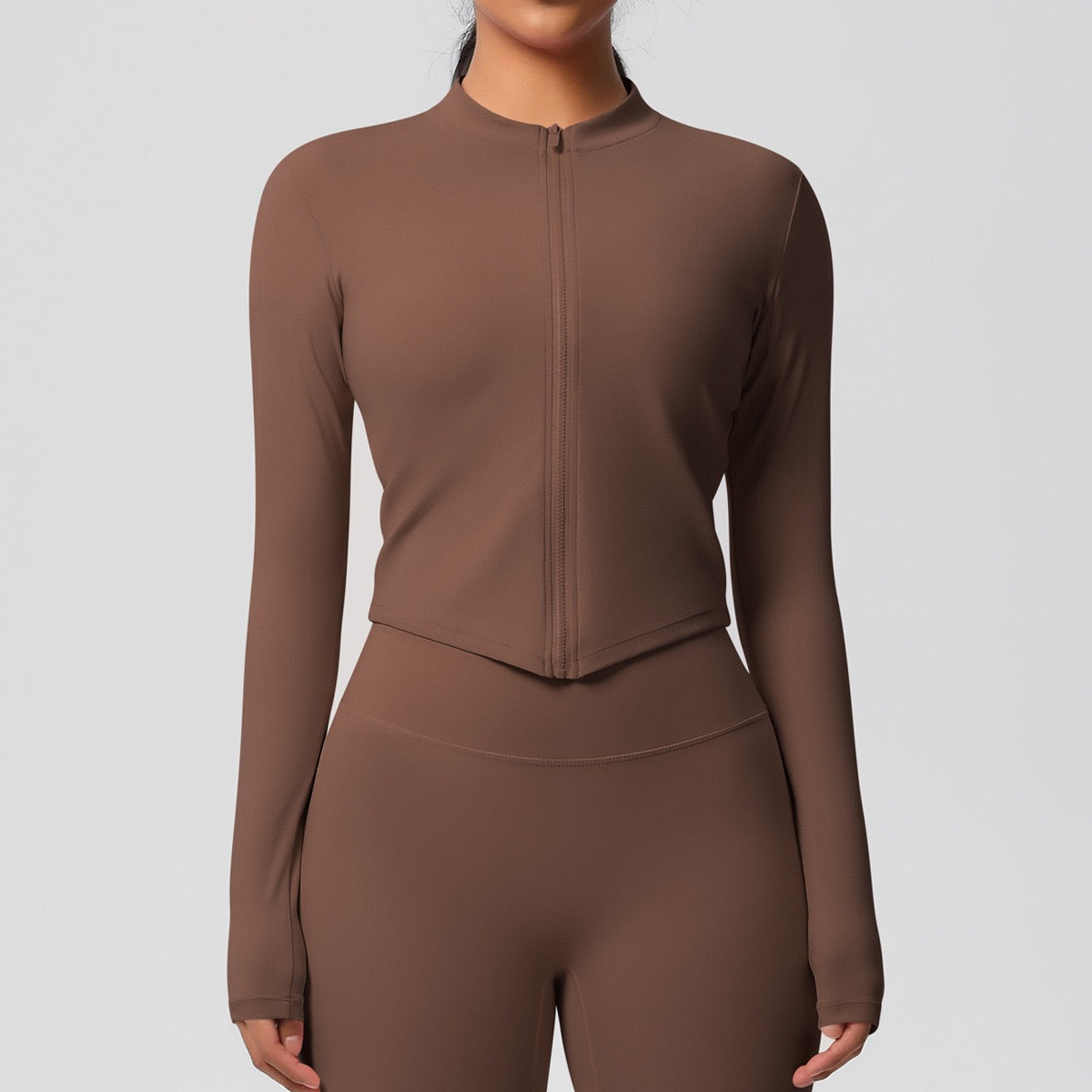 brown long sleeve running top