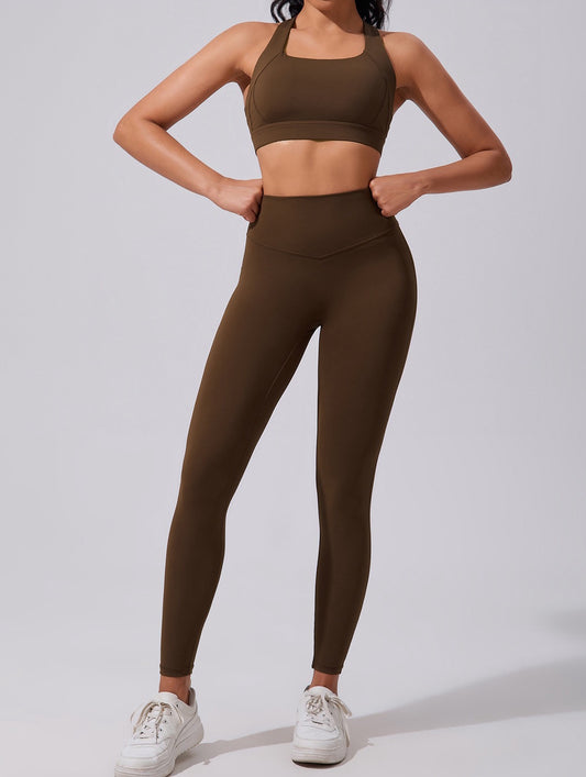 brown gym leggings for women