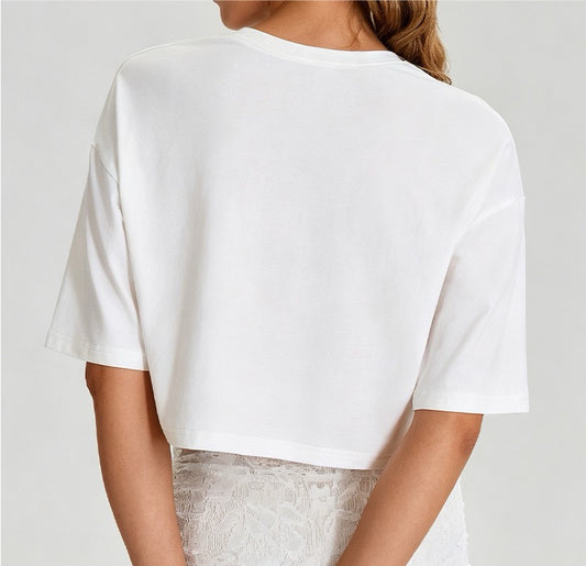 casual oversized crop shirt white
