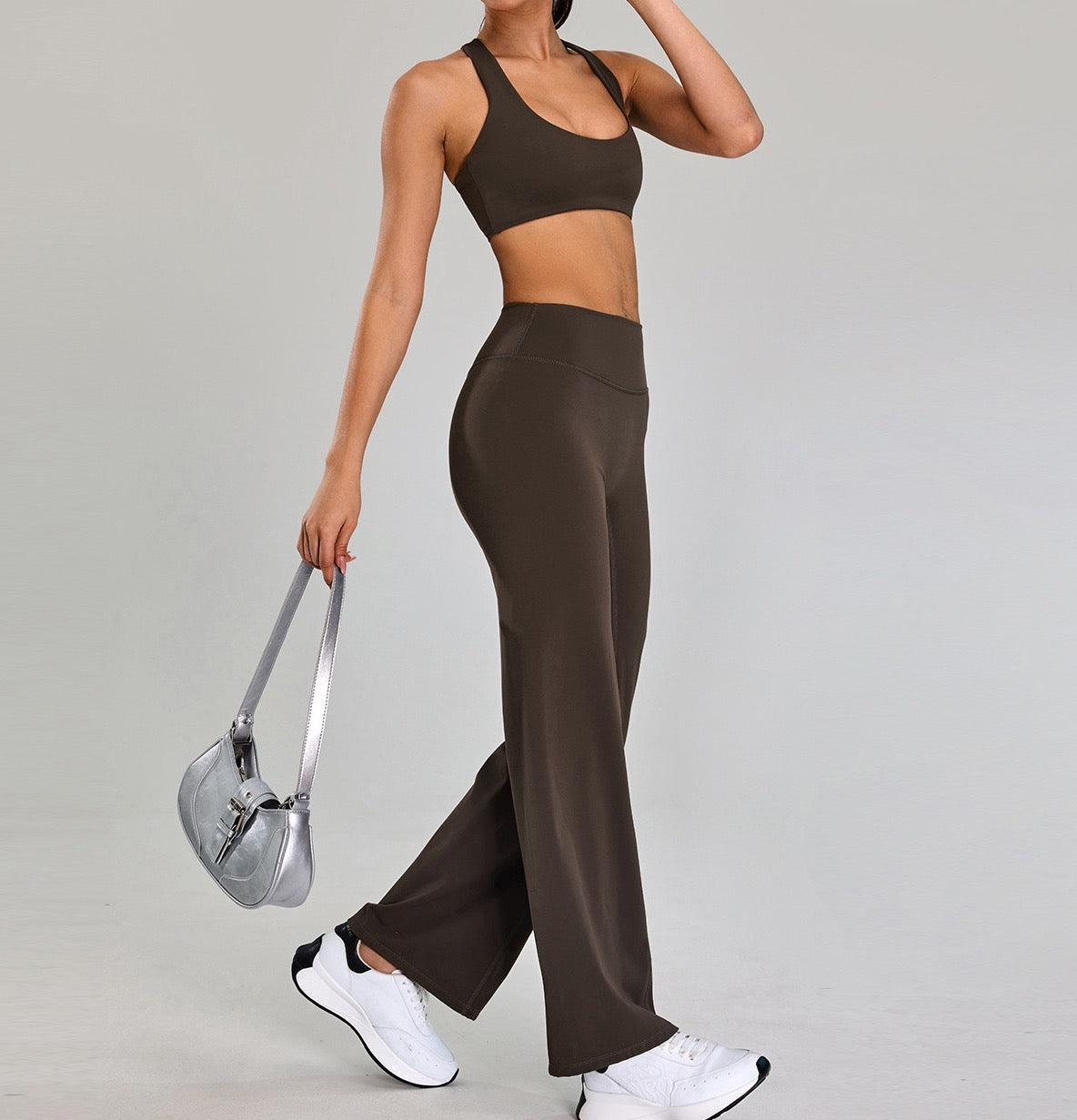 chic sports bra with U-neckline